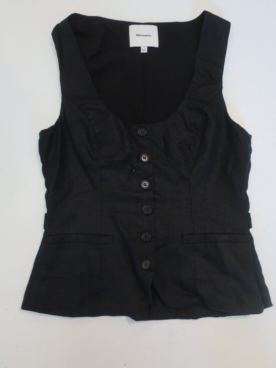 Reformation Jackets & Blazers - Womens Reformation 100% Linen Black Button Down Vest 2